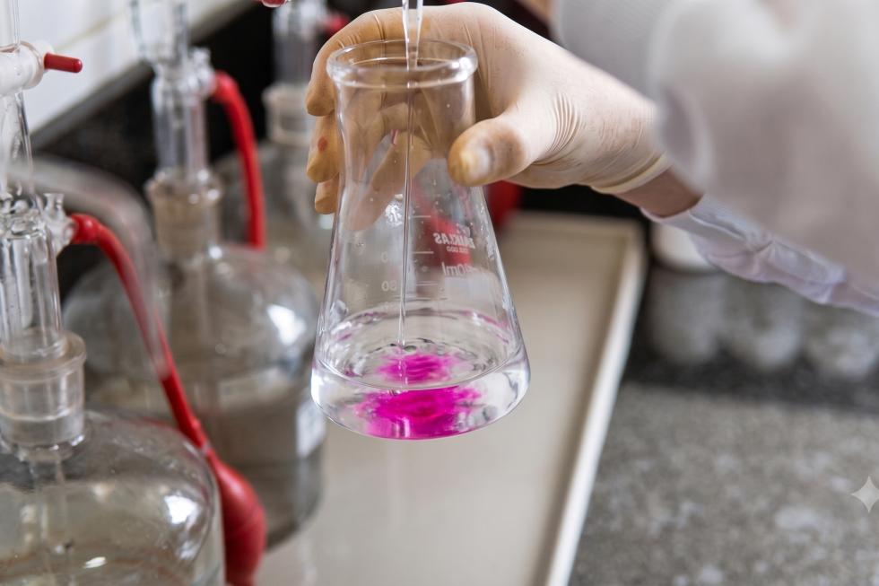 Análise de banho em laboratório